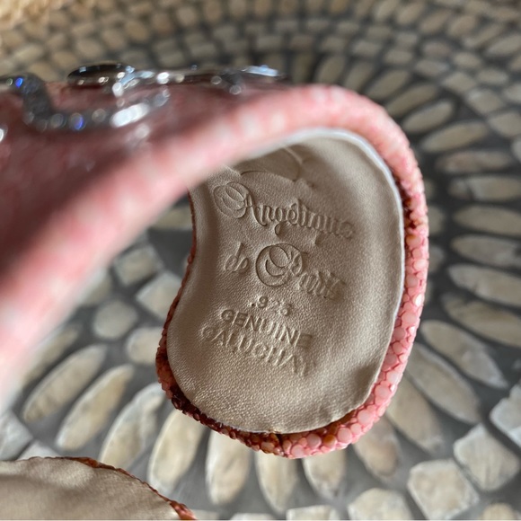 ANGELIQUE DE PARIS Pink Leather Cuff Sterling Crystals Stingray - Picture 5 of 7